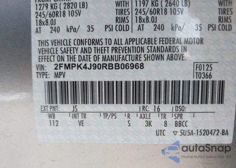 2024 Ford Edge Sel from USA, damaged, VIN 2FMPK4J90RBB06968